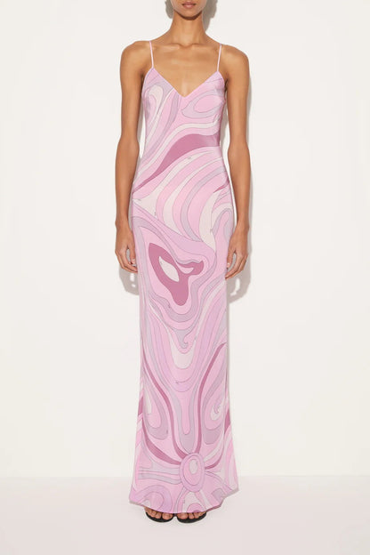 Marmo Printed Satin Maxi Dress
