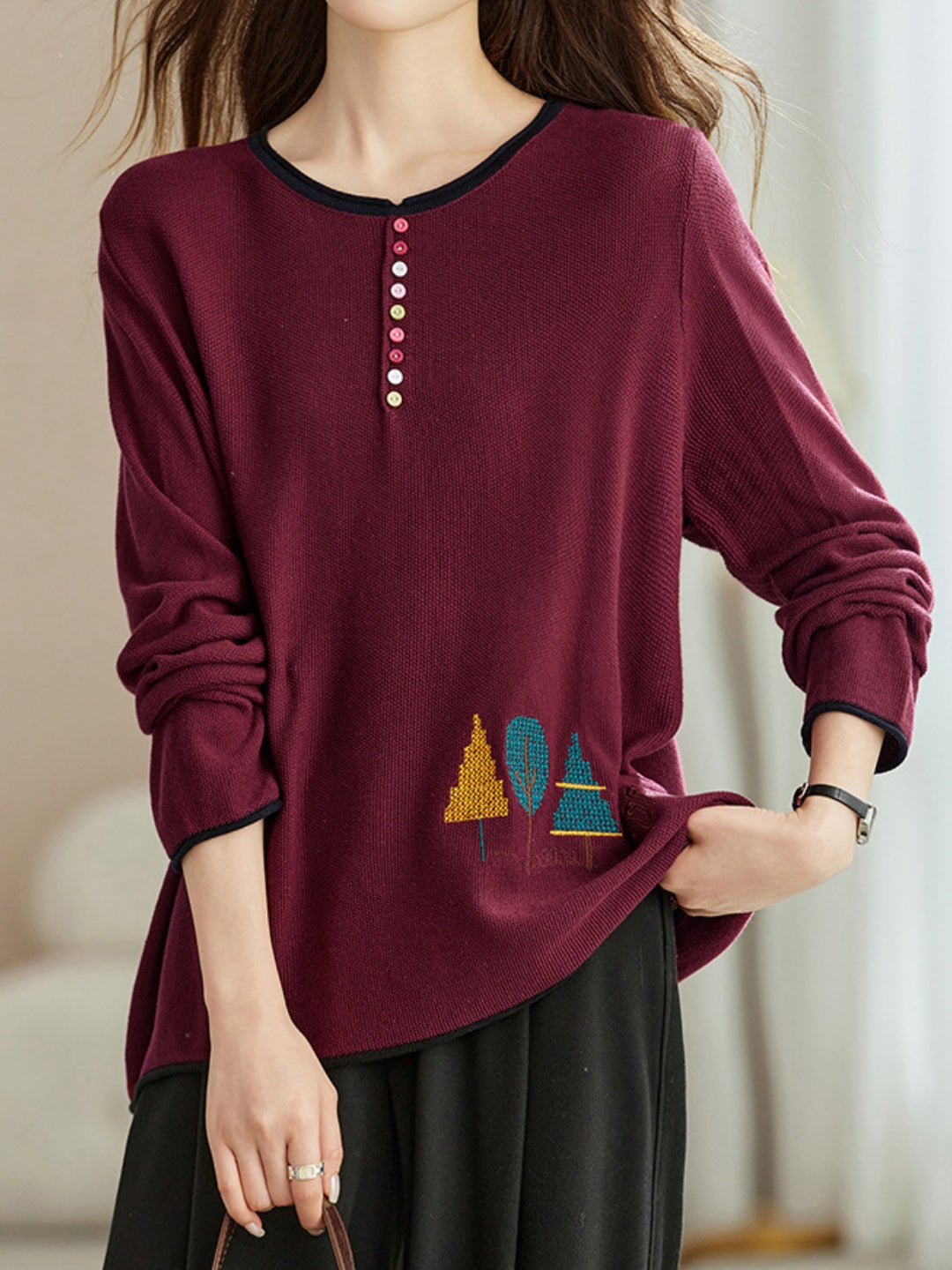 Versatile Slimming Crew-neck Sweater