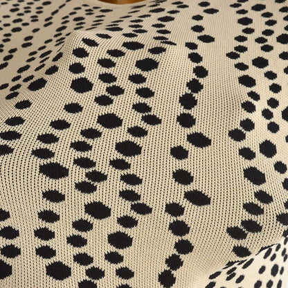 polka dot crew neck short-sleeved knitted dress