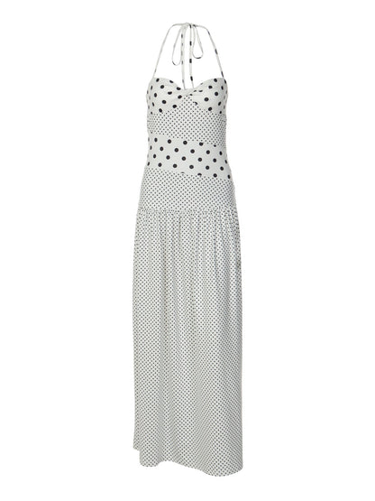 polka dot halter neck dress