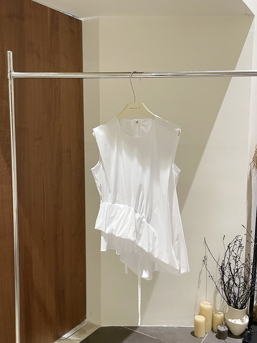 Ruffled sleeveless shirt - yellow