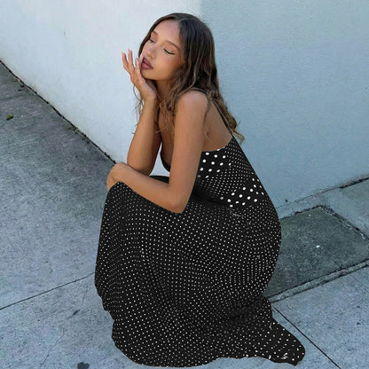 polka dot halter neck dress