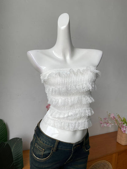 white lace bandeau top