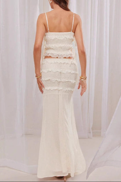 white lace two-piece set