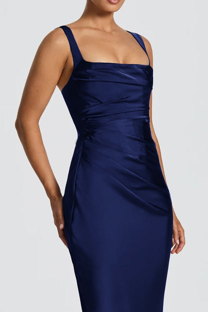 blue suspender hip maxi dress
