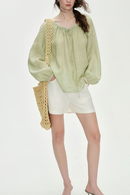Loose-fitting Tencel Ramie Long-sleeved Shirt