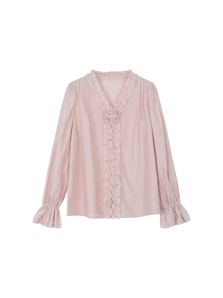 poppy ruffle lantern sleeve shirt