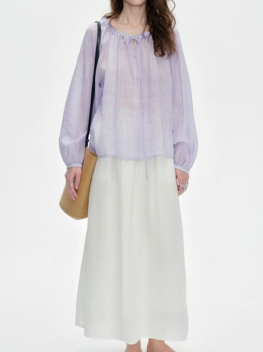 Loose-fitting Tencel Ramie Long-sleeved Shirt
