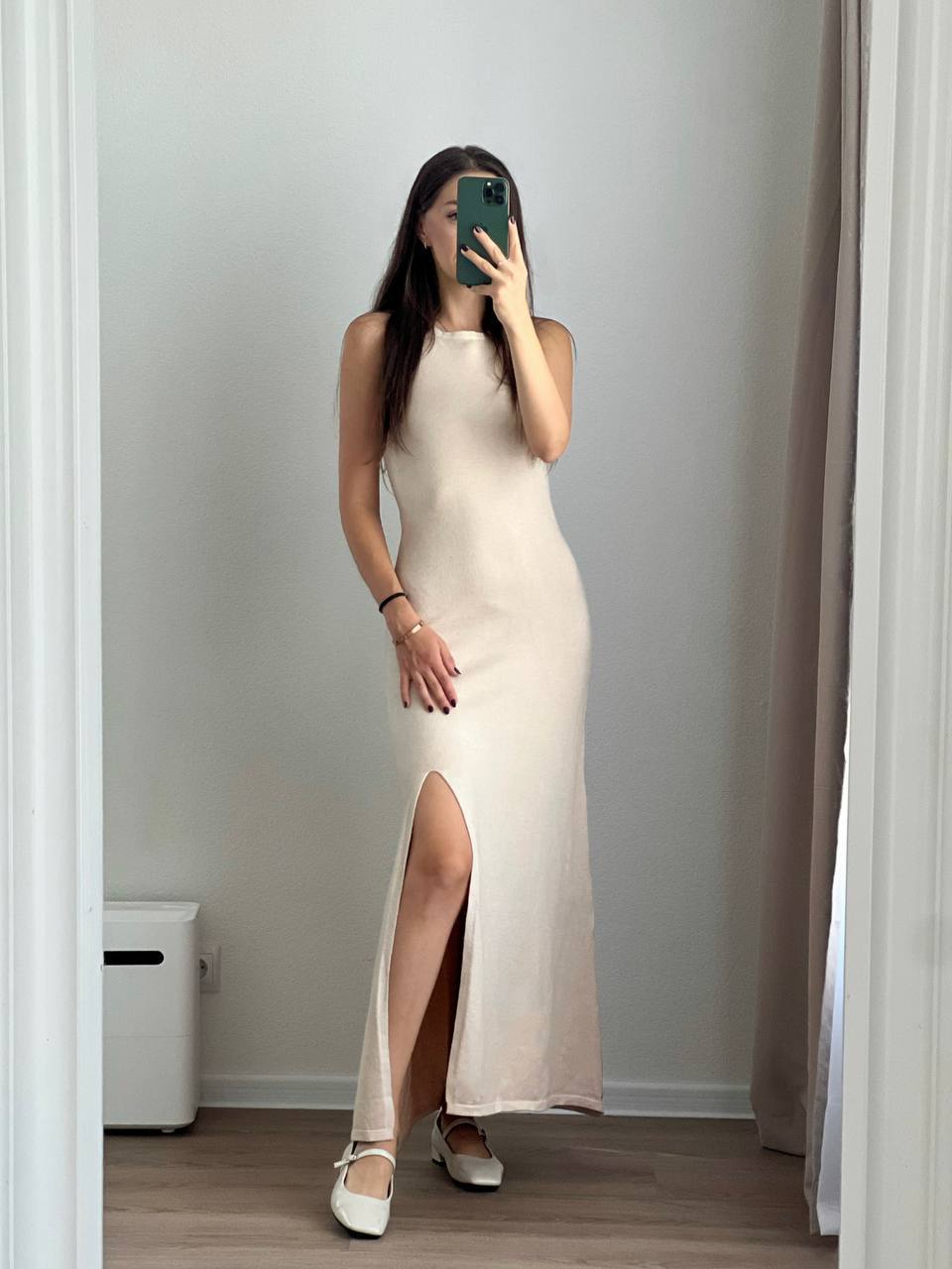 Versatile Slit Tight Vest Sweater maxi Dress