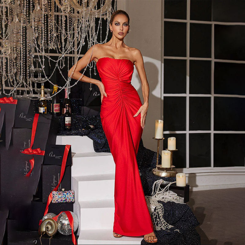 red backless maxi dress