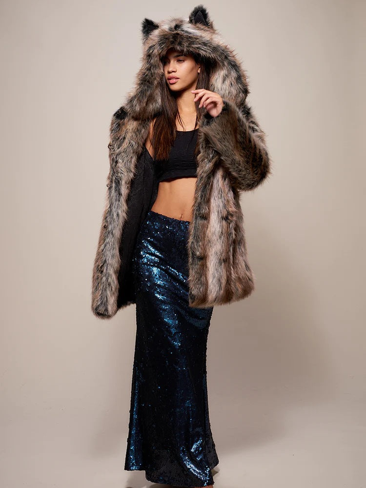 faux fox fur coats with cartoon rabbit ears