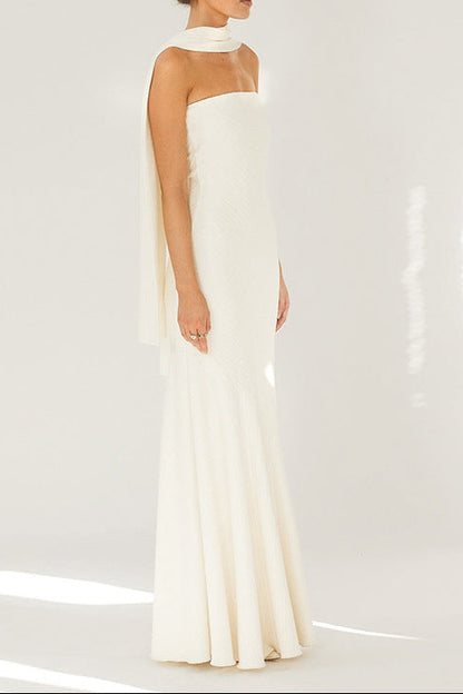 donna white Strapless long mermaid dress