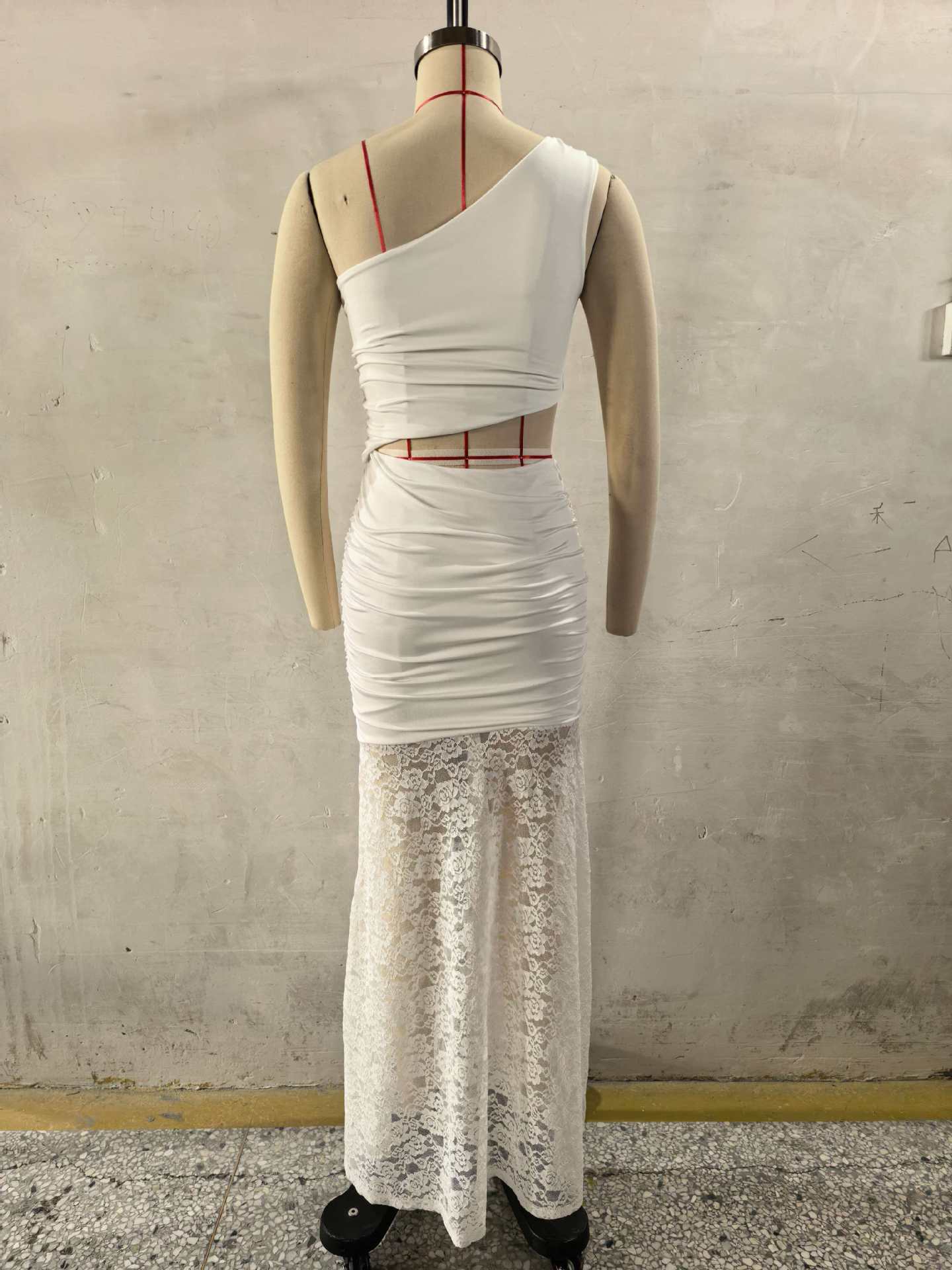 white slanted shoulder cutout sleeveless two piece set