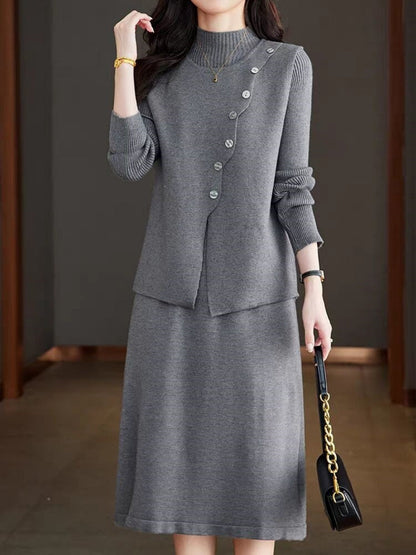 Knitted Vest Dress Two-piece Set