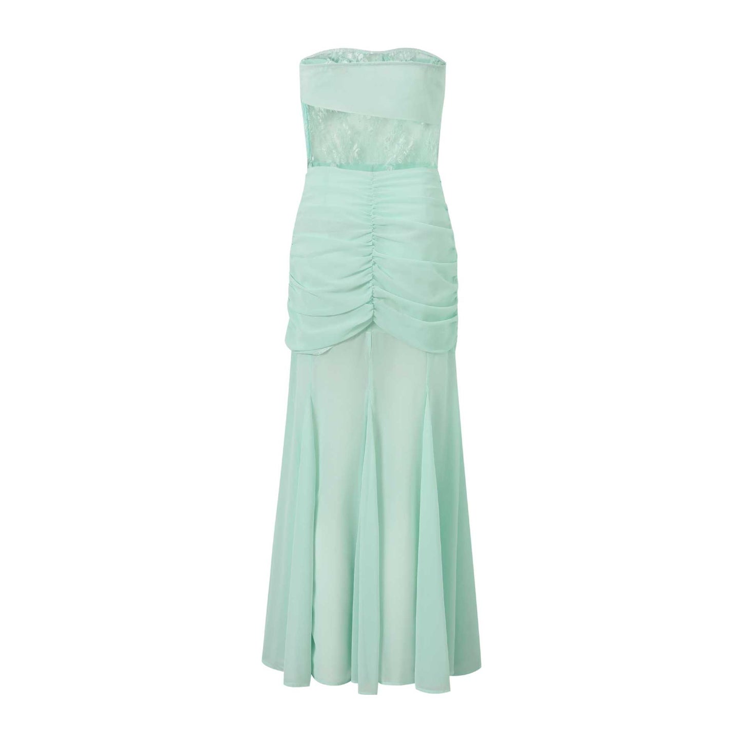 spliced lace gauze mesh chiffon bandeau dress