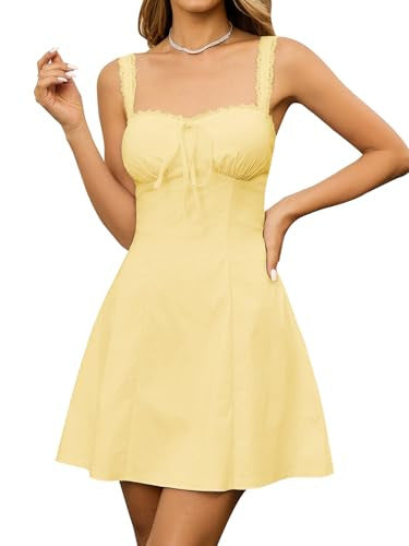 yellow Tencel Bamboo Joint strap backless mini dress