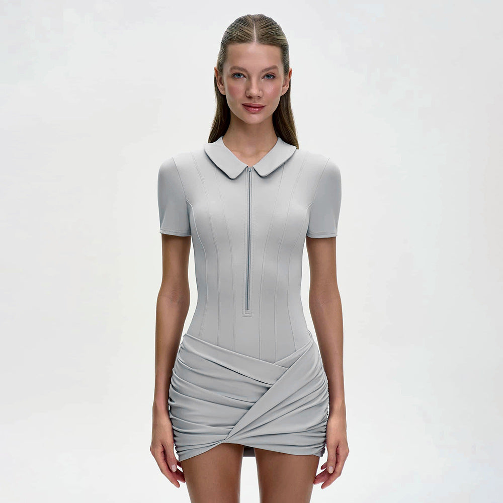 grey POLO collar slim buttocks coverall