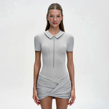 grey POLO collar slim buttocks coverall