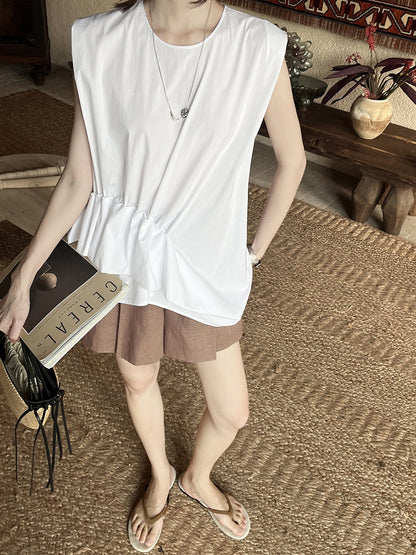 Ruffled sleeveless shirt - yellow