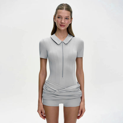 grey POLO collar slim buttocks coverall