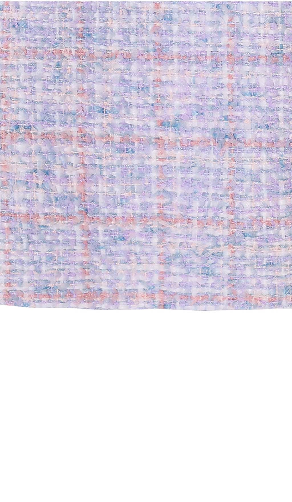 Lavender Tweed Mini Dress - Bowtie Detail Party Dress