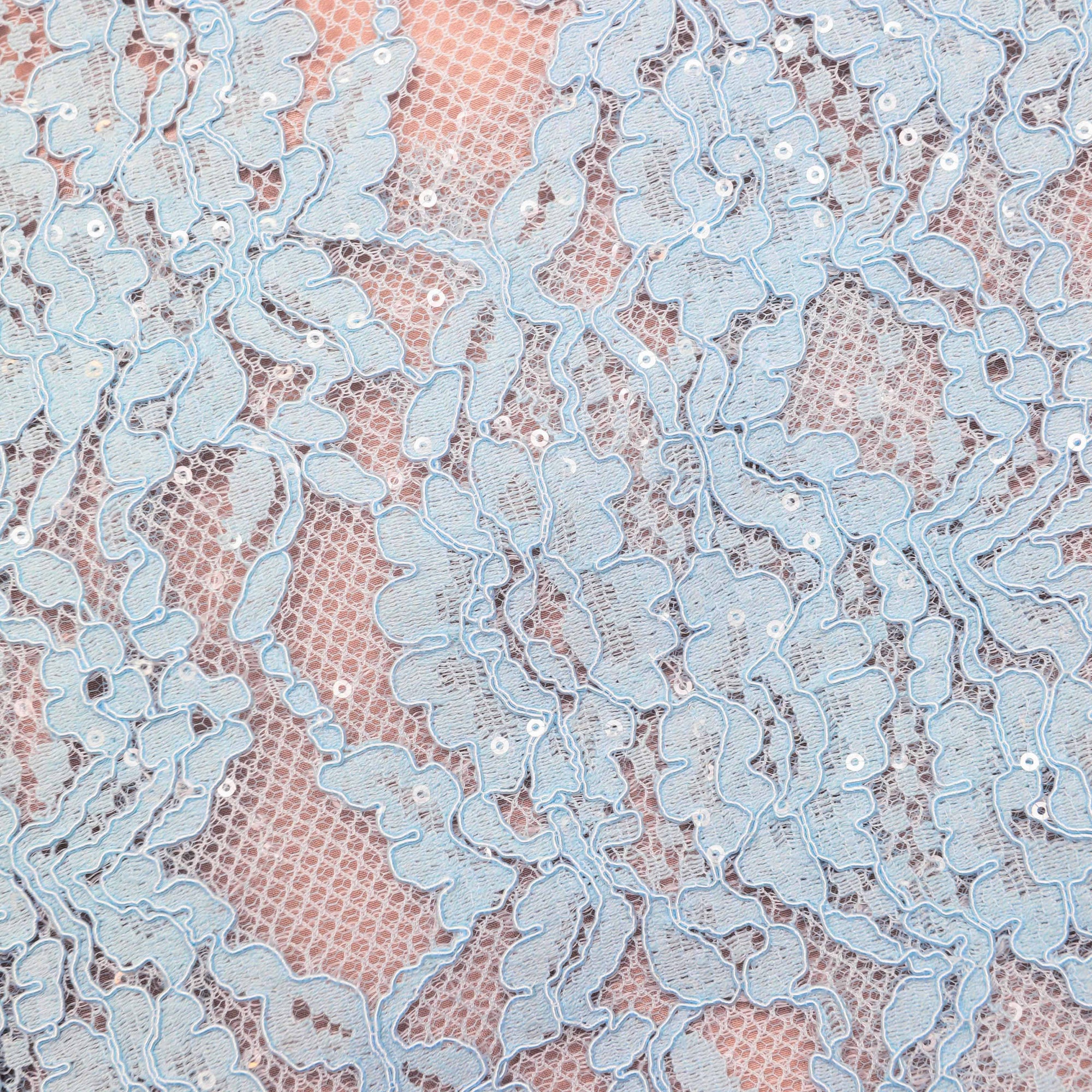 carol lace flared midi skirt in blue