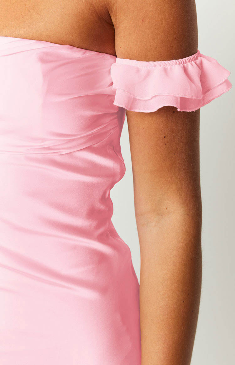 Silvia Pink Satin Mini Dress - Elegant Party Dress