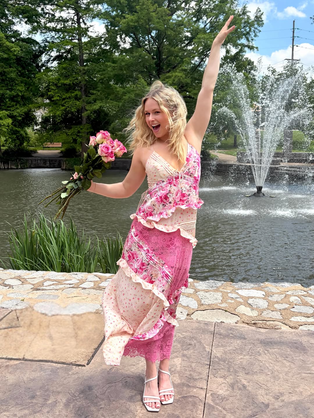 Léa Lace Patchwork Floral Cami Maxi Dress