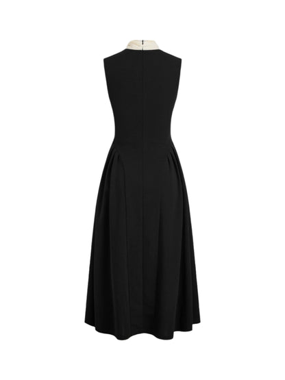 Two Tone Bow Tie Ruffle Midi Dress
