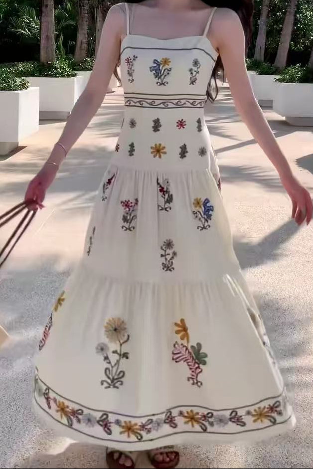 kelly Bohemian floral prints strap midi dress