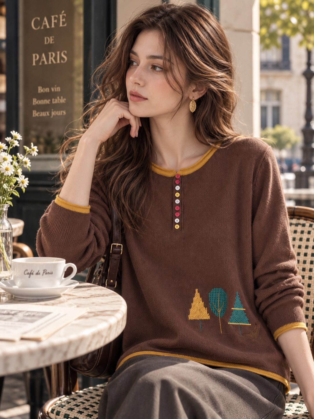 Versatile Slimming Crew-neck Sweater