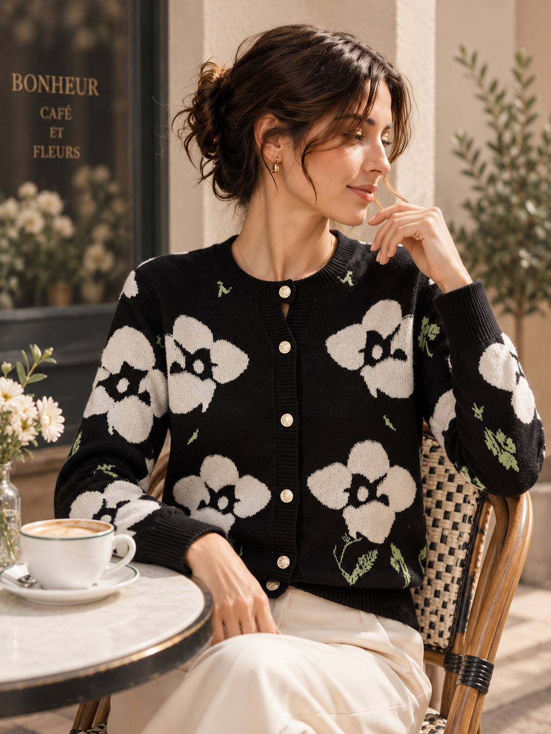 Retro-style Embroidered Cardigan