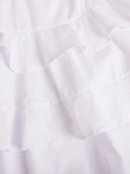 Ruffle Layered Tie Shoulder Cami mini Dress - white