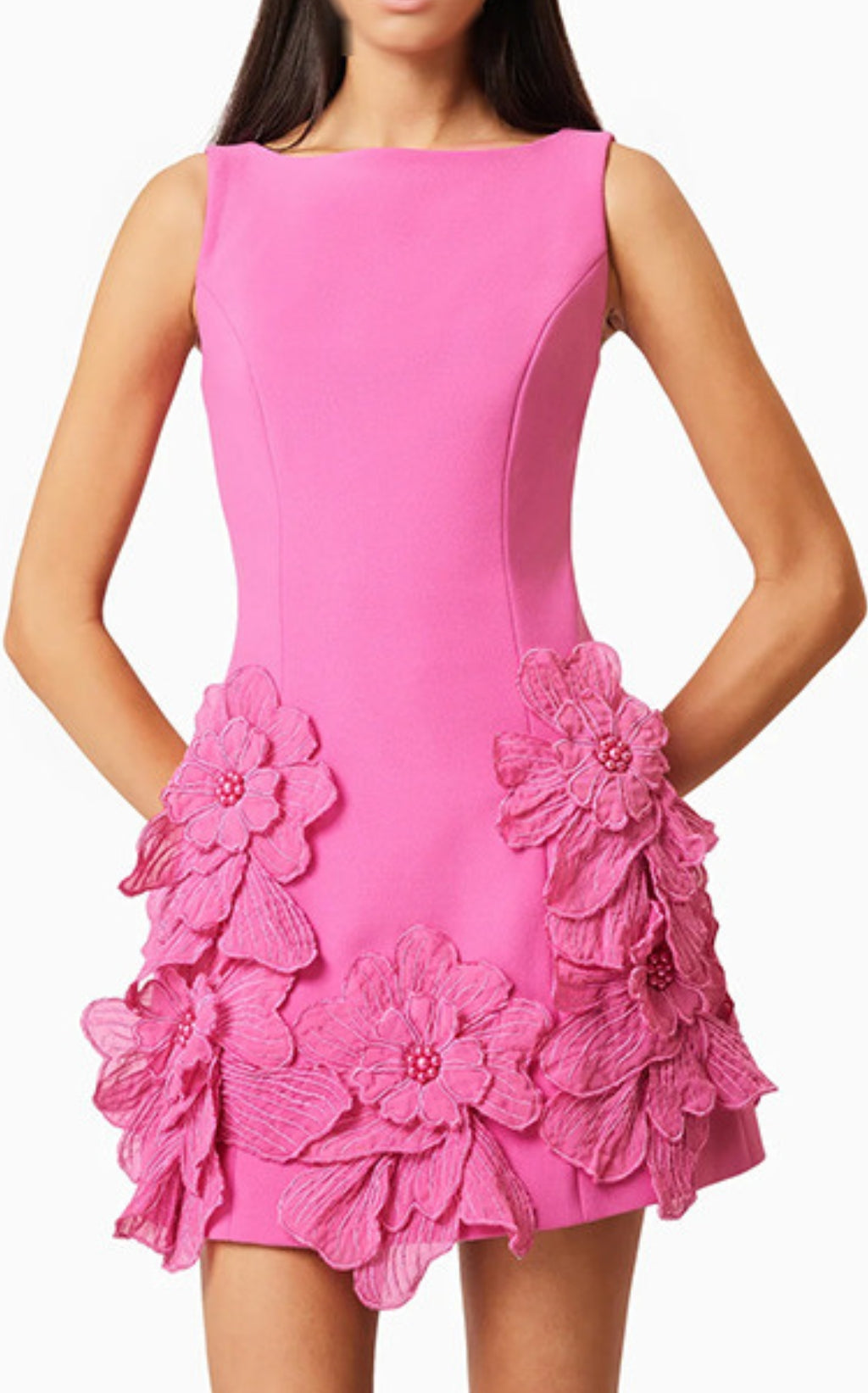 Daiva Flower embellished Mini Dress in pink