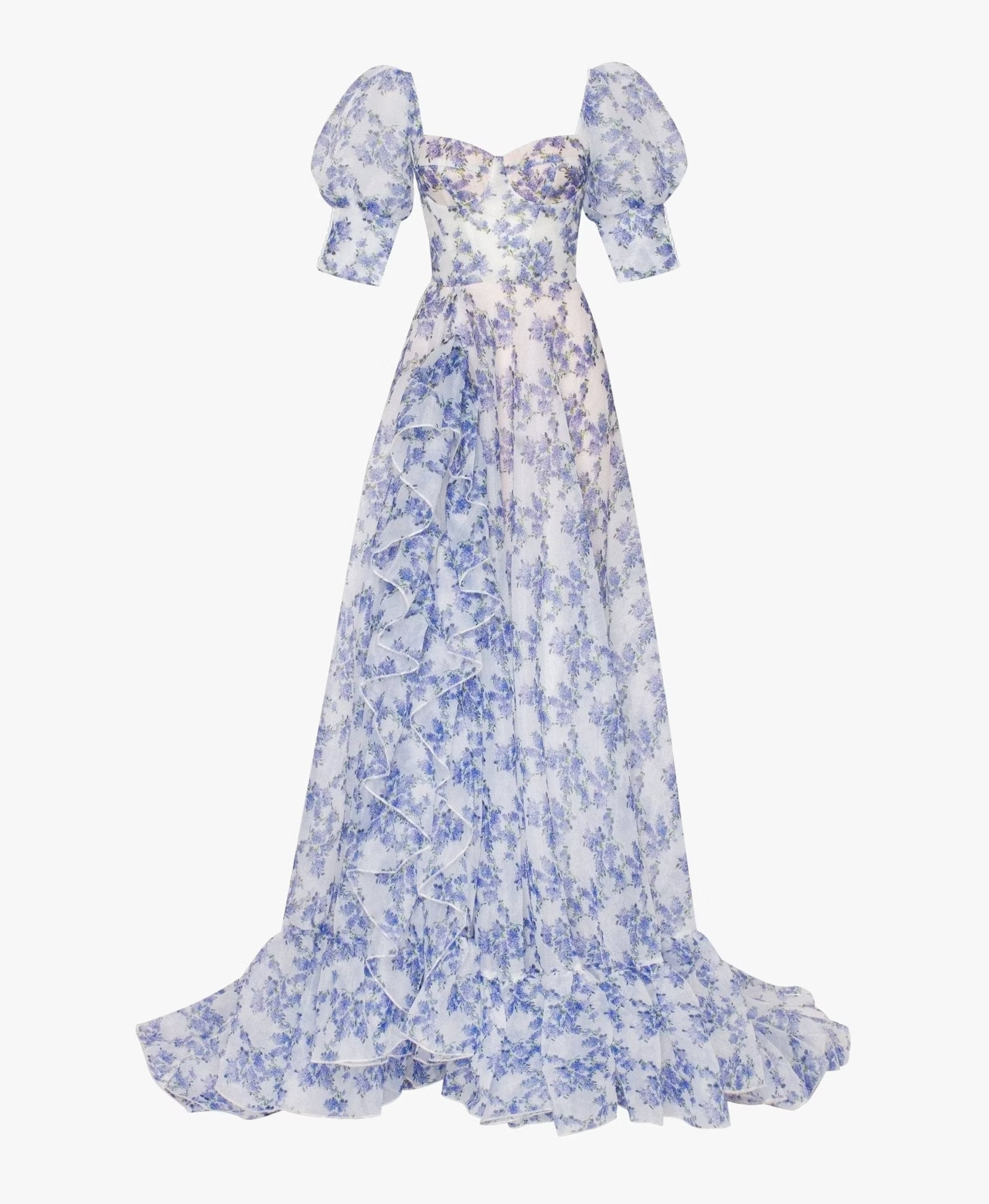 Blue Hydrangea maxi princess dress