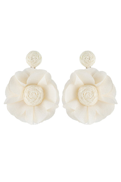 Bohemian Resort Style Fabric Flower Earrings