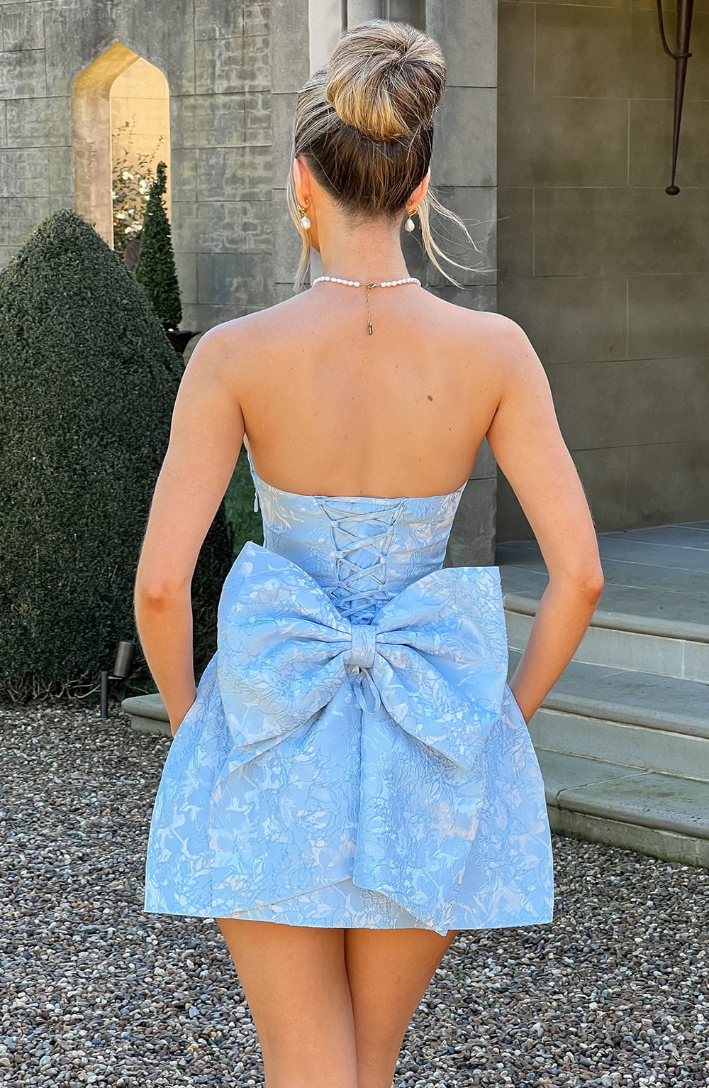 Elenora Blue Mini Dress - Elegant Satin Party Dress