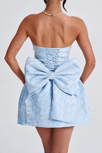 Elenora Blue Mini Dress - Elegant Satin Party Dress