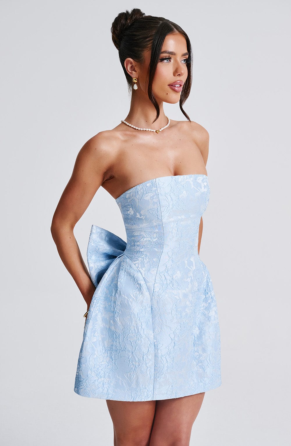 Elenora Blue Mini Dress - Elegant Satin Party Dress