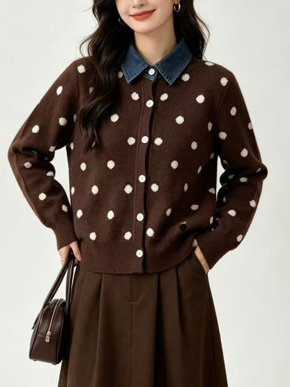 New Polka-dot Knit Cardigan