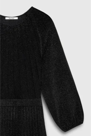 Knitted Dress in Black Metallic Midi