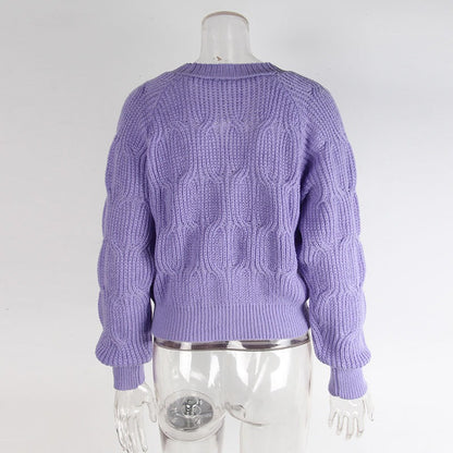 Lavender Cable-Knit Premium Sweater Premium Fabric - product view 1