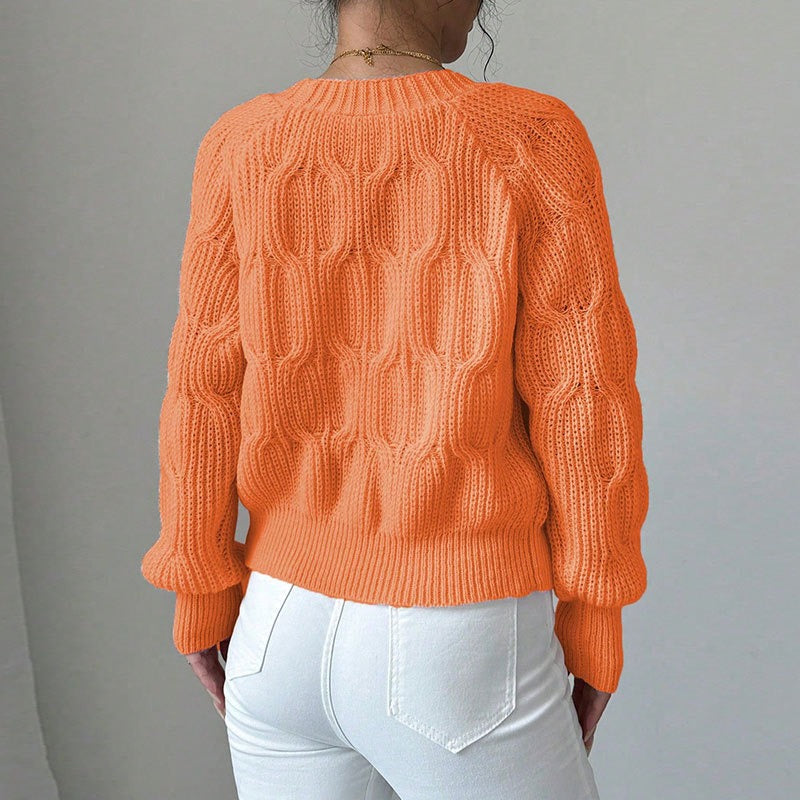 Orange Knit Bow Detail Cardigan Premium Fabric - product view 5