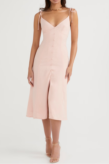 blush slit midi sun dress