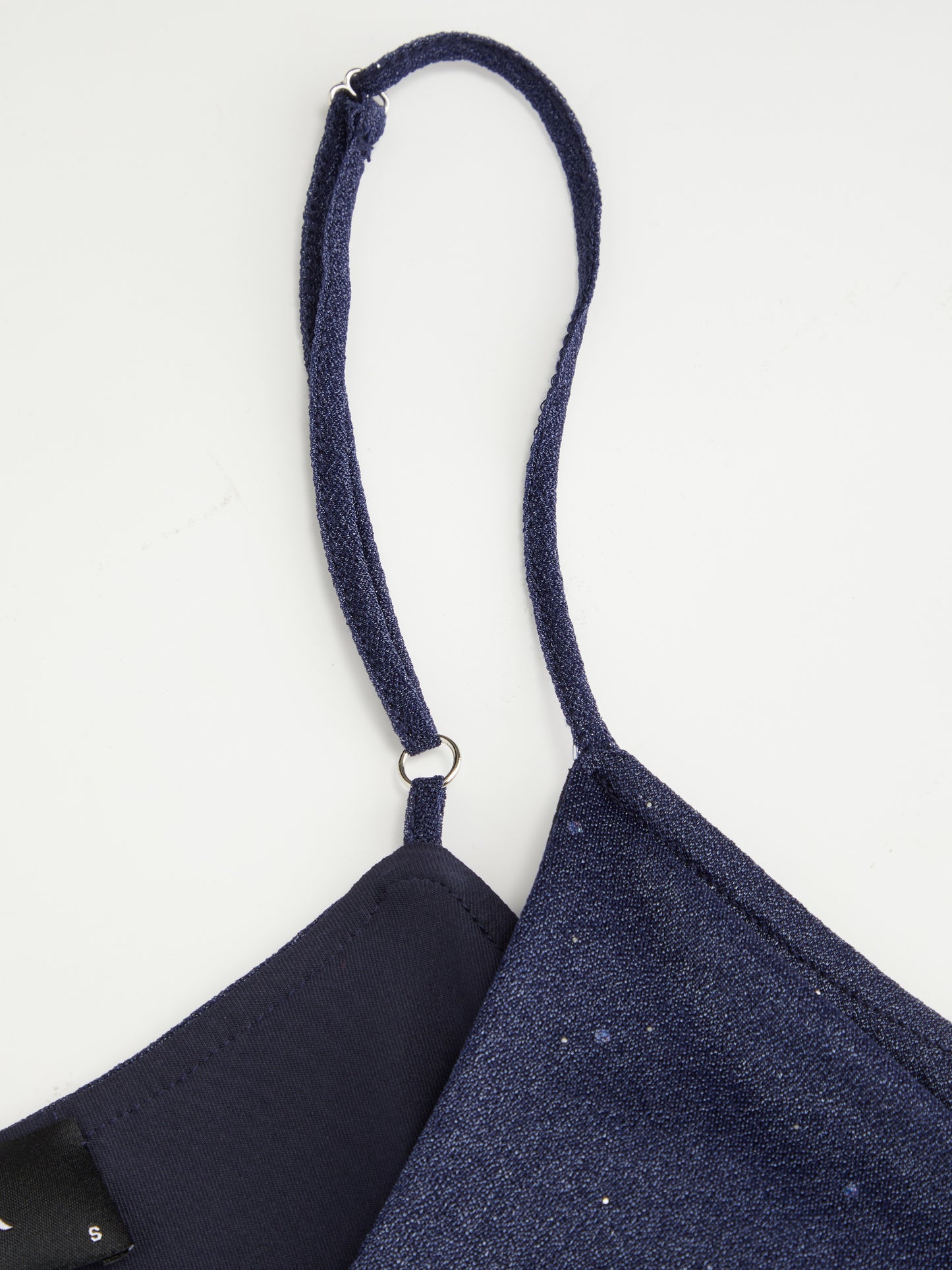 Blue Sequin V-Neck Halter Ruffled Hem Oversized Mini Dress With Scarf