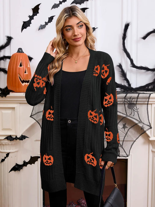 Black Pumpkin Knit Cardigan Premium Fabric - product view 1