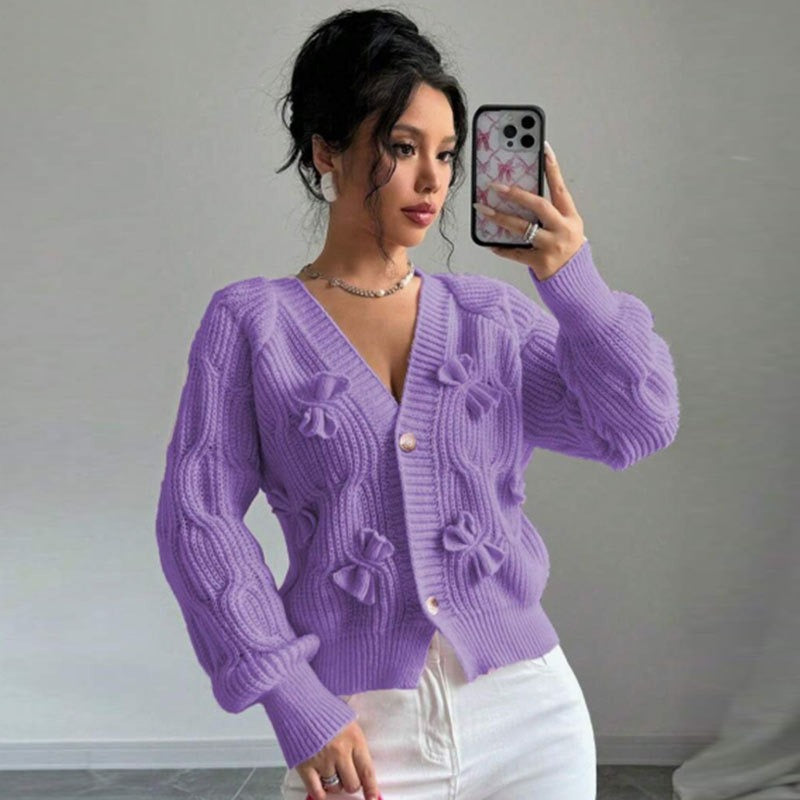 Lavender Cable-Knit Premium Sweater Premium Fabric - product view 3