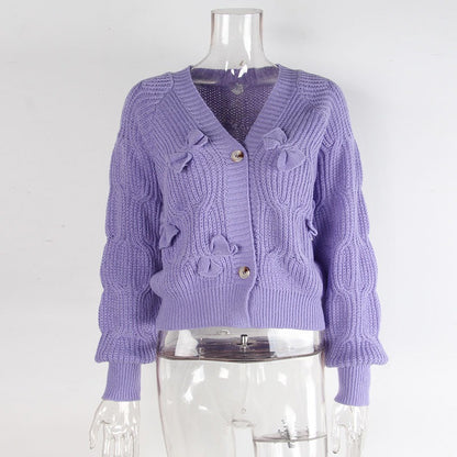 Lavender Cable-Knit Premium Sweater Premium Fabric - product view 2