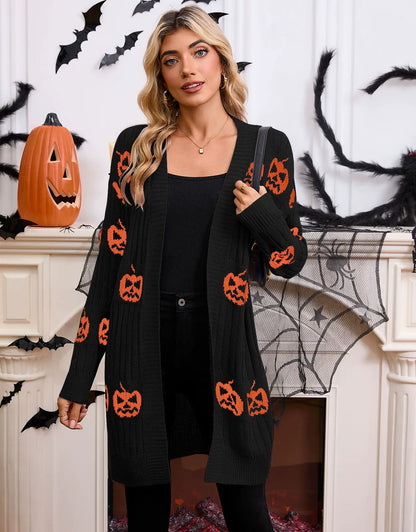 Black Pumpkin Knit Cardigan Premium Fabric - product view 2