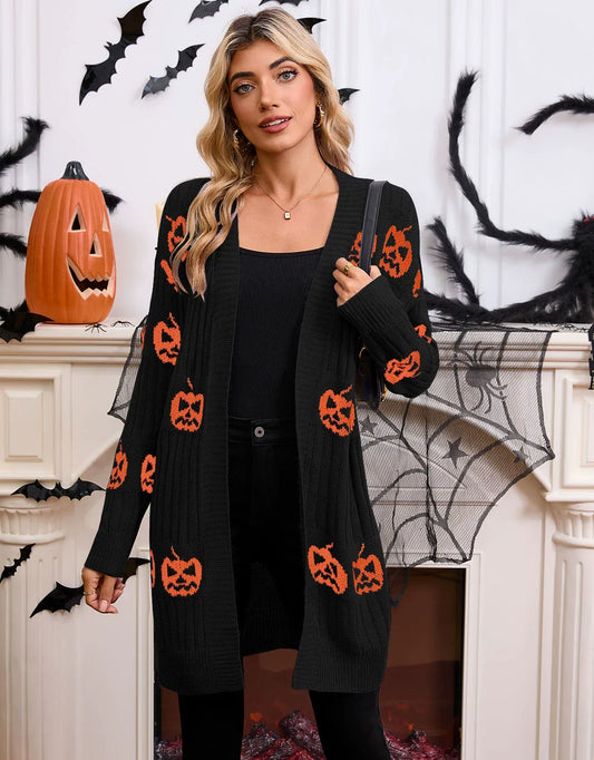 Black Pumpkin Knit Cardigan Premium Fabric - product view 2